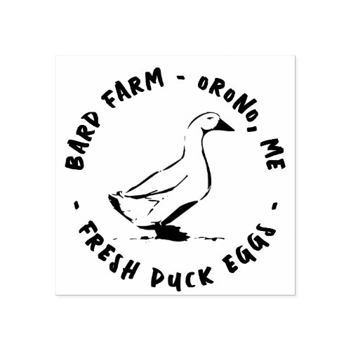 Farm Fresh Duck Eggs Duck Silhouette Egg Carton    Rubber Stamp