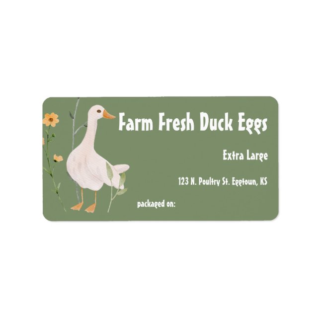 Farm Fresh Duck Eggs Egg Carton Label (Front)