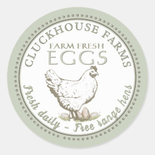 Farm Fresh Egg Carton Label Vintage Hen with Eggs