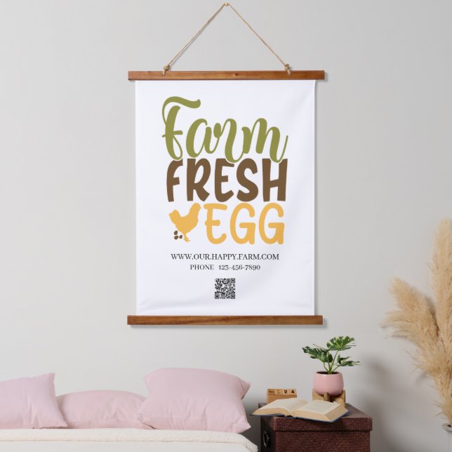 Farm fresh EGG, custom business Hanging Tapestry (Bedroom)