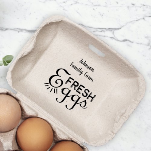 Farm Fresh Eggs Carton Add Name Rubber Stamp