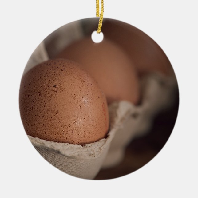 Farm Fresh Eggs Ceramic Ornament (Front)