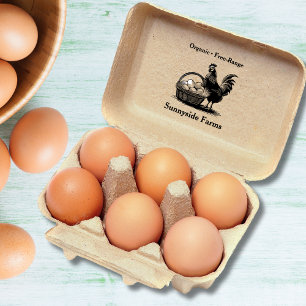 Farm Fresh Eggs Chick With Rustic Basket Rubber Stamp