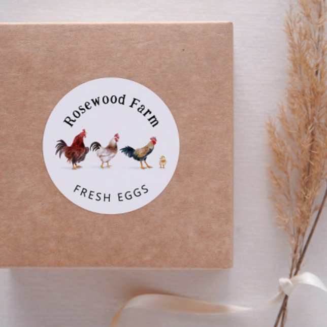 Farm Fresh Eggs Chicken Classic Round Sticker (Creator Uploaded)
