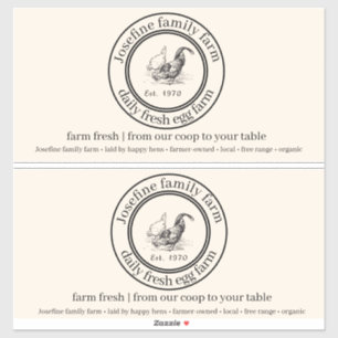 Farm Fresh Eggs Chicken Coop Rustic cartoon label
