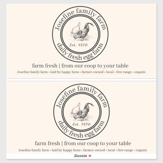 Farm Fresh Eggs Chicken Coop Rustic cartoon label  (Sheet)