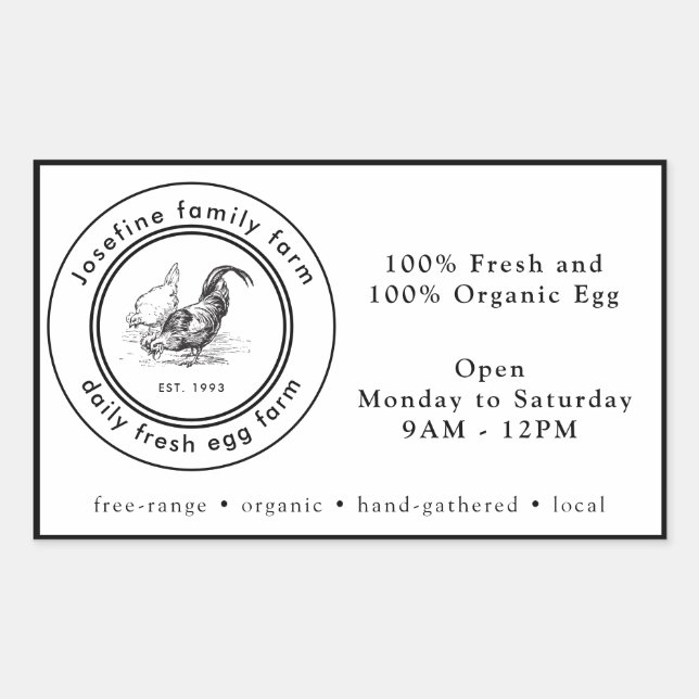 Farm Fresh Eggs Chicken Coop Rustic Country Farm Rectangular Sticker (Front)