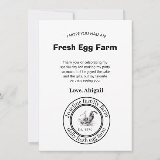 Farm Fresh Eggs Chicken Coop Rustic Country Farm Thank You Card