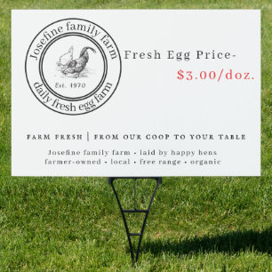 Farm Fresh Eggs Chicken Coop Rustic Farm Business  Sign