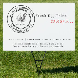 Farm Fresh Eggs Chicken Coop Rustic Farm Business Sign