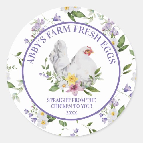 Farm Fresh Eggs Chicken Floral  Classic Round Sticker