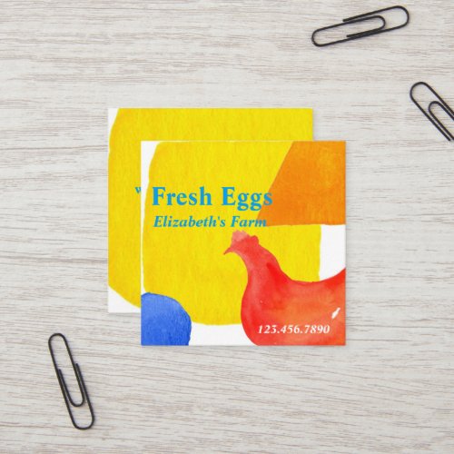 Farm Fresh Eggs Chicken Hen Square Business Card