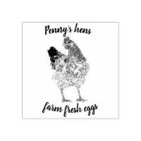 Personalized Vintage Hand-drawn Chicken Egg Rubber Stamp