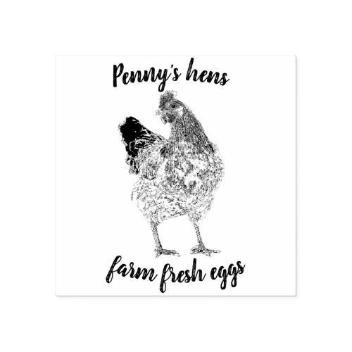 Farm Fresh Eggs Chicken Hen with Your Name  Rubber Stamp