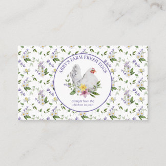 Farm Fresh Eggs Chicken Lavender Floral Business Card