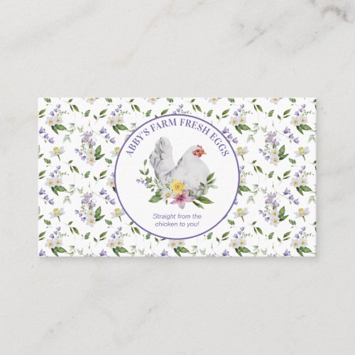 Farm Fresh Eggs Chicken Lavender Floral Business Card