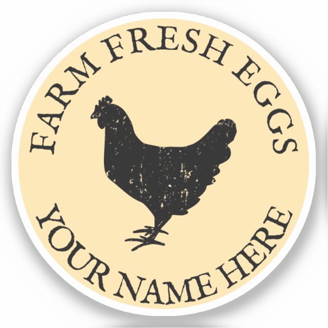 Farm fresh eggs chicken silhouette custom vinyl sticker (Front)