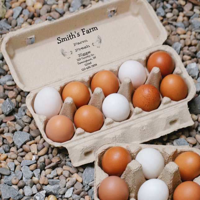 Farm Fresh Eggs Chickens Square Rubber Stamp (Creator Uploaded)