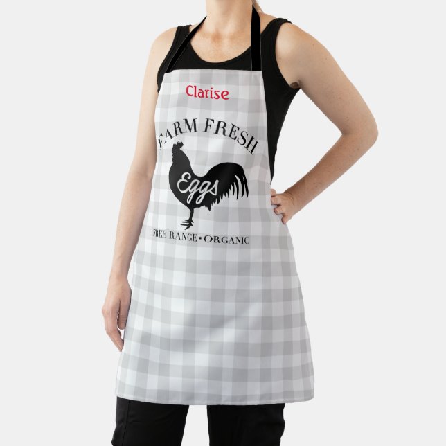 Farm Fresh Eggs Country Gingham Personalized Apron (Insitu)