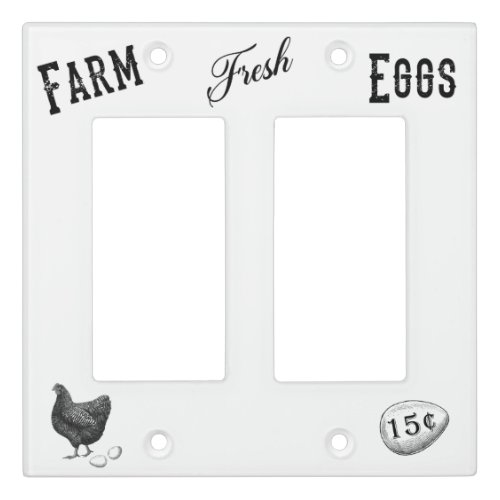 Farm Fresh Eggs Double Rocker Switch Plate Cover