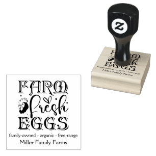 Farm Fresh Eggs Family Chicken Farm Custom Carton Rubber Stamp