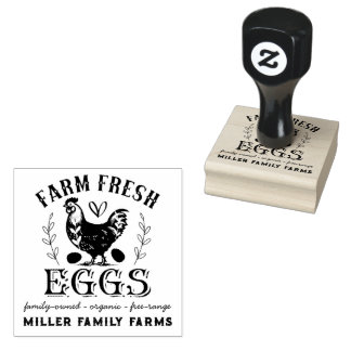 Farm Fresh Eggs Family Chicken Farm Custom Carton Rubber Stamp