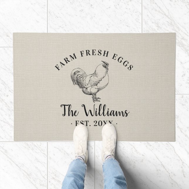 Farm Fresh Eggs Family Monogram Doormat (Indoor)