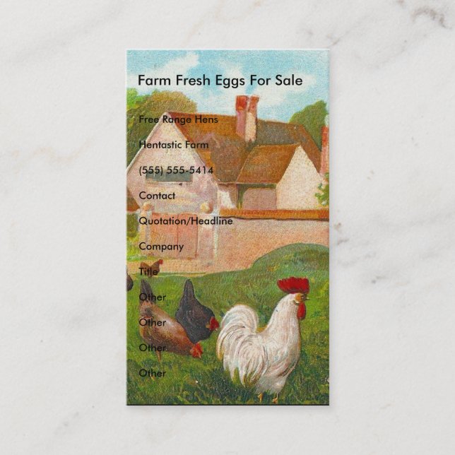 Farm Fresh Eggs For Sale Business Card (Front)