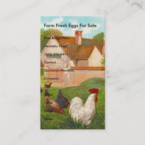Farm Fresh Eggs For Sale Business Card
