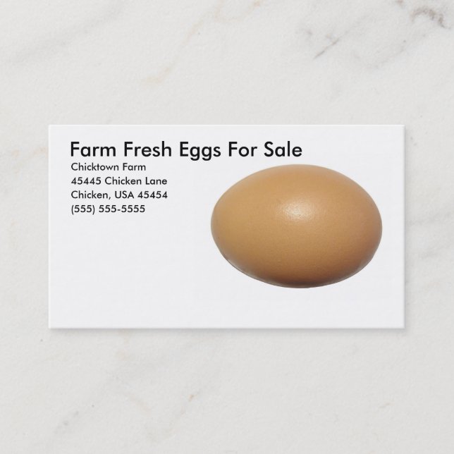 Farm Fresh Eggs For Sale Business Card (Front)