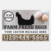 Farm Fresh Eggs For Sale Custom Two Sided Chicken