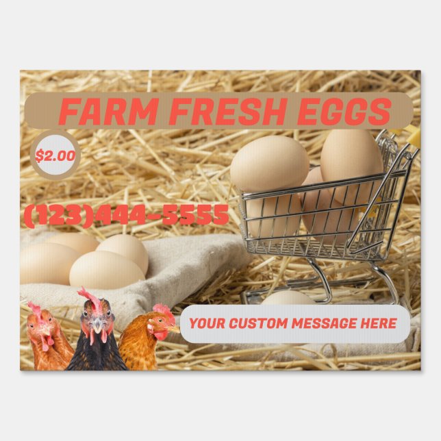 Farm Fresh Eggs For Sale Custom Two Sided Chicken  Sign (Front)