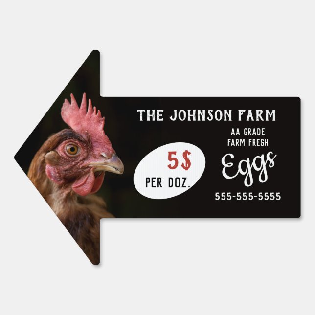 Farm Fresh Eggs For Sale Two Sided Chicken Custom  Sign (Front)