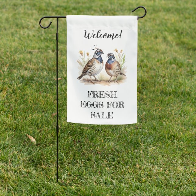 Farm Fresh Eggs For Sale Two Sided Quail Custom  Garden Flag (In SItu)