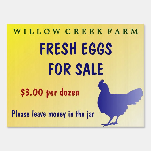 Farm Fresh Eggs for Sale Yard Sign Customizable! (Front)