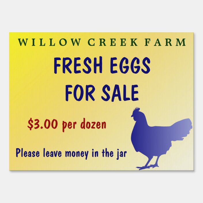 Farm Fresh Eggs for Sale Custom Personalize Personalized Text Message 12 x 18 inch Aluminum Sign