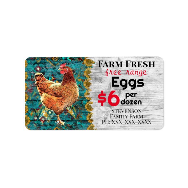 Farm Fresh Eggs Free Range Carton Chickens Label (Front)