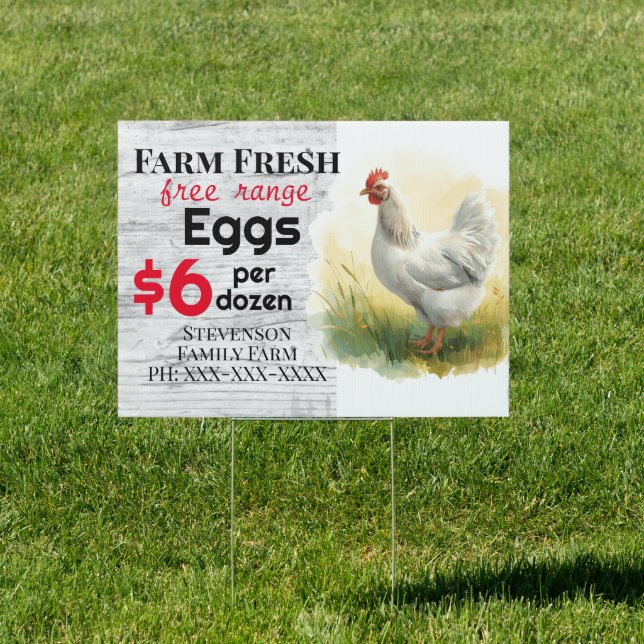 Farm Fresh Eggs Free Range Carton Chickens Sign (Insitu)