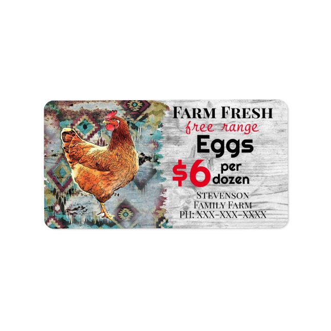 Farm Fresh Eggs Free Range For Sale Chickens Label (Front)
