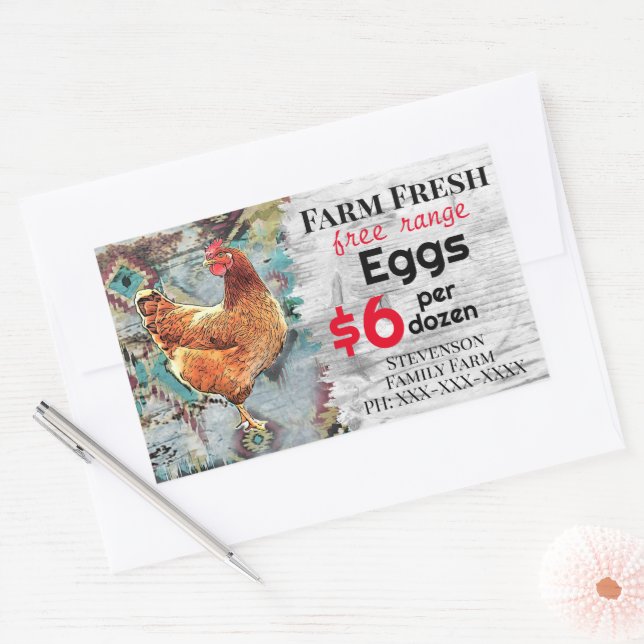 Farm Fresh Eggs Free Range For Sale Chickens Rectangular Sticker (Envelope)