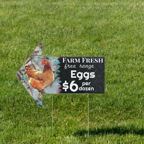 Farm Fresh Eggs Free Range For Sale Chickens Yard  Sign