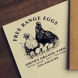 Farm Fresh Eggs Hen & Eggs Rubber Stamp