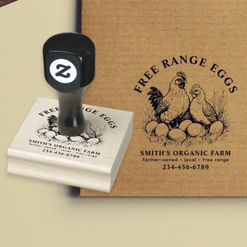 Farm Fresh Eggs Hen  Eggs Rubber Stamp
