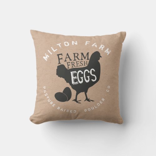 farm fresh eggs kraft monogram throw pillow