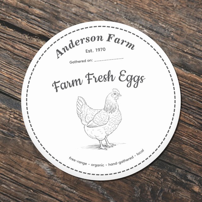 Farm Fresh Eggs Label White Sticker (Farm Fresh Eggs Label White Sticker)