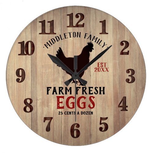 Farm Fresh 🥚🐓 Eggs Large Clock