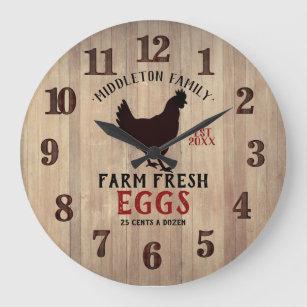 Farm Fresh 🥚🐓 Eggs Large Clock