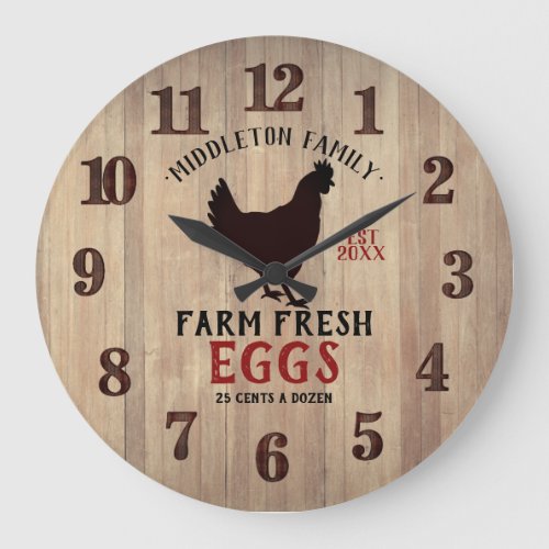Farm Fresh  Eggs Large Clock