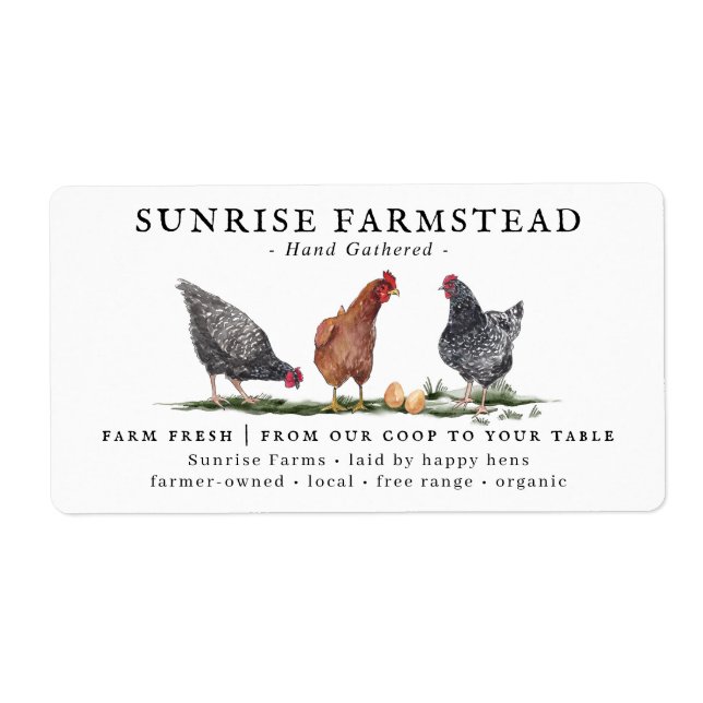 Farm Fresh Eggs | Monogram Egg Carton Label (Front)
