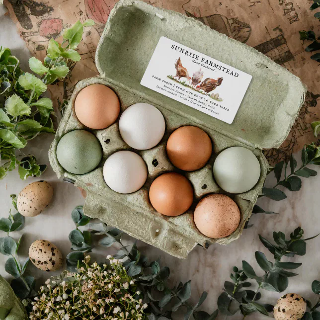 Farm Fresh Eggs | Monogram Egg Carton Label | Zazzle